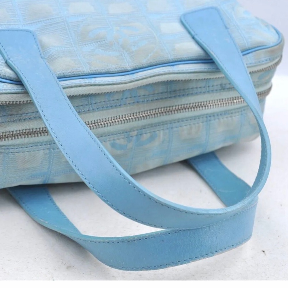 Authentic CHANEL New Travel Line 2Way Shoulder Hand Bag Nylon Leather Blue - Picture 6 of 12